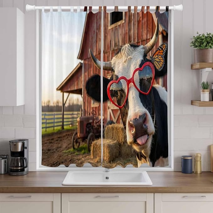 Farm Cows Living Room Curtains 84 Inch Length, Window Curtains Tab Top - Image 9
