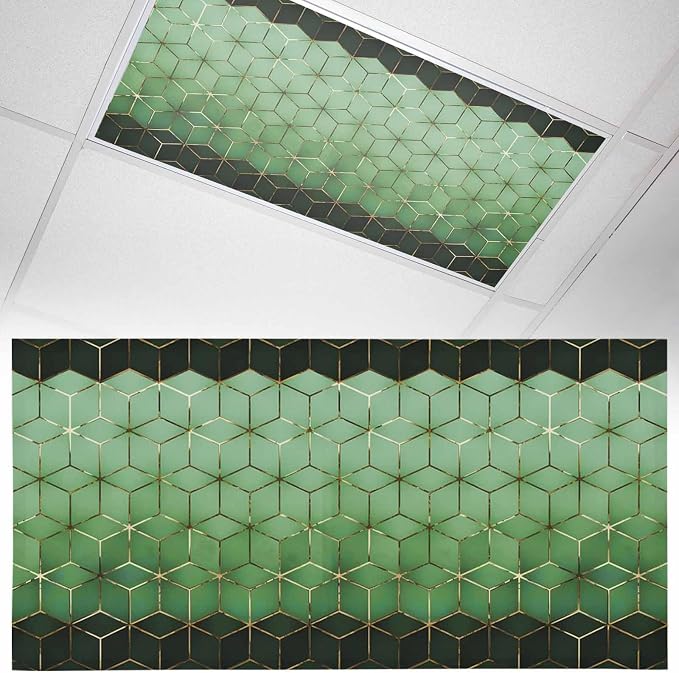 2x4 ft Fluorescent Light Cover for Ceiling Abstract Green Gradient Diamond by Unknown
