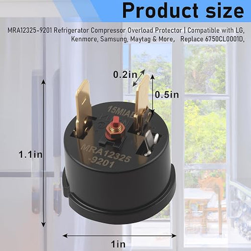 1 Pack MRA12325-9201 Refrigerator Compressor Overload Protector | Compatible - Image 2