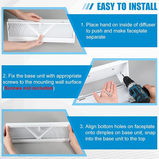 Yaocom 2 Pack Baseboard Register Vent 24 Inch Duct Opening Size Vent Covers - Image 4