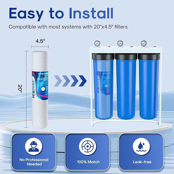 ICEPURE 5 Micron 4.5" x 20" Whole House String Wound Sediment Water Filter - Image 5