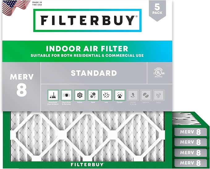 Filterbuy 10x10x1 Air Filter MERV 8 Essential Dust & Allergy Defense, by Filterbuy
