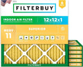 Filterbuy 12x12x1 Air Filter MERV 11 Superior Pet & Allergy Defense, by Filterbuy
