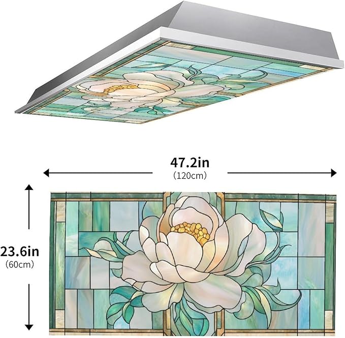 2 Pack Magnolia Stained Glass Fluorescent Light Cover - Image 2