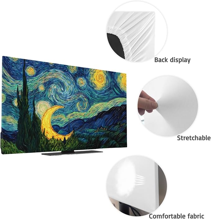 Starry Sky Moon Stars Forest Indoor TV Cover, Elastic TV Screen Protector Oil - Image 7