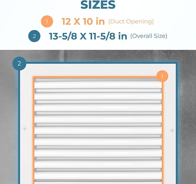 Aluminum 12 x 10 Inch Cold Air Return Vent Cover, Rustproof AC Transfer Grille - Image 3
