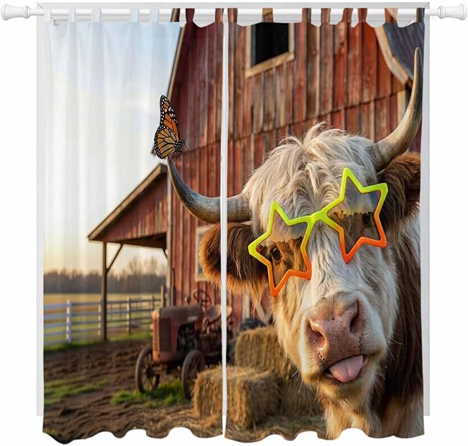 Farm Yaks Living Room Curtains 84 Inch Length, Window Curtains Tab Top by Unknown