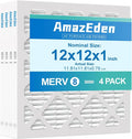 12x12x1 Air Filter 4 Pack MERV 8 Furnace HVAC AC Air Filters 12x12 Pleated by AmazEden