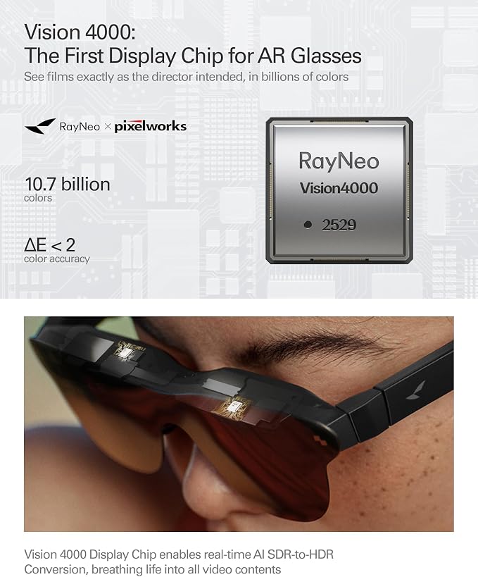 RayNeo Air 4 Pro AR/XR Glasses, HDR10 201" Virtual Display, 120Hz 3D Movie & - Image 3