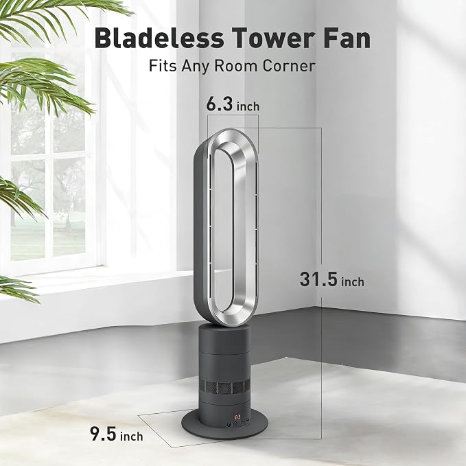 Xcity TP18Pro Bladeless Tower Fan, 2-in-1 Heater & Cooling Fan, 10 Cooling + 3 - Image 2
