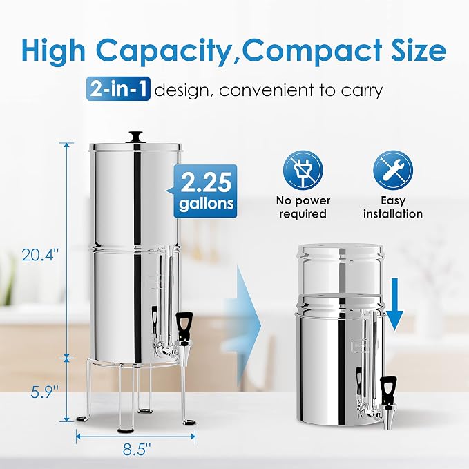 Waterdrop Gravity-fed Water Filter System, 2.25G Stainless-Steel System - Image 6
