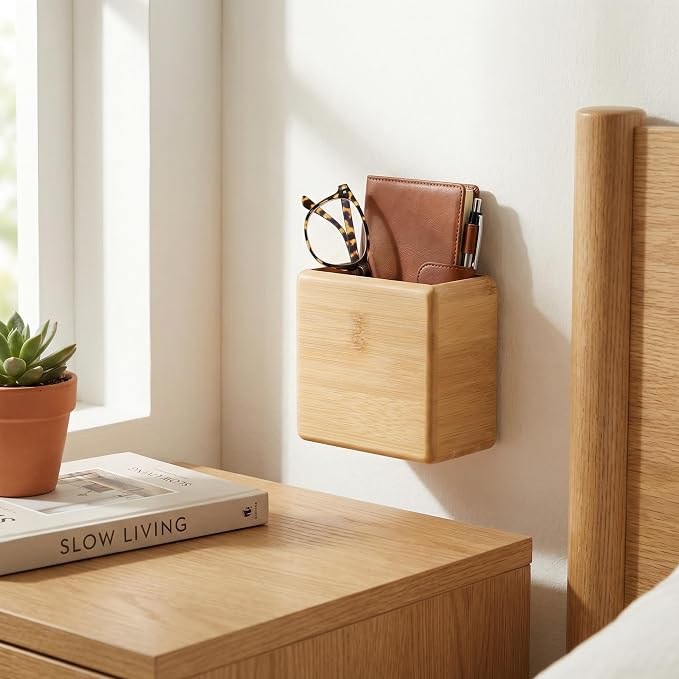 Garneck Bamboo Remote Control Holder Wall Mount - Image 4