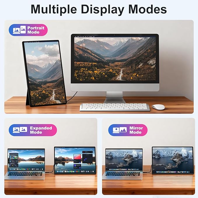 Portable Monitor 16" 1200P FHD Laptop Screen Extender, Horizontal Vertical - Image 5
