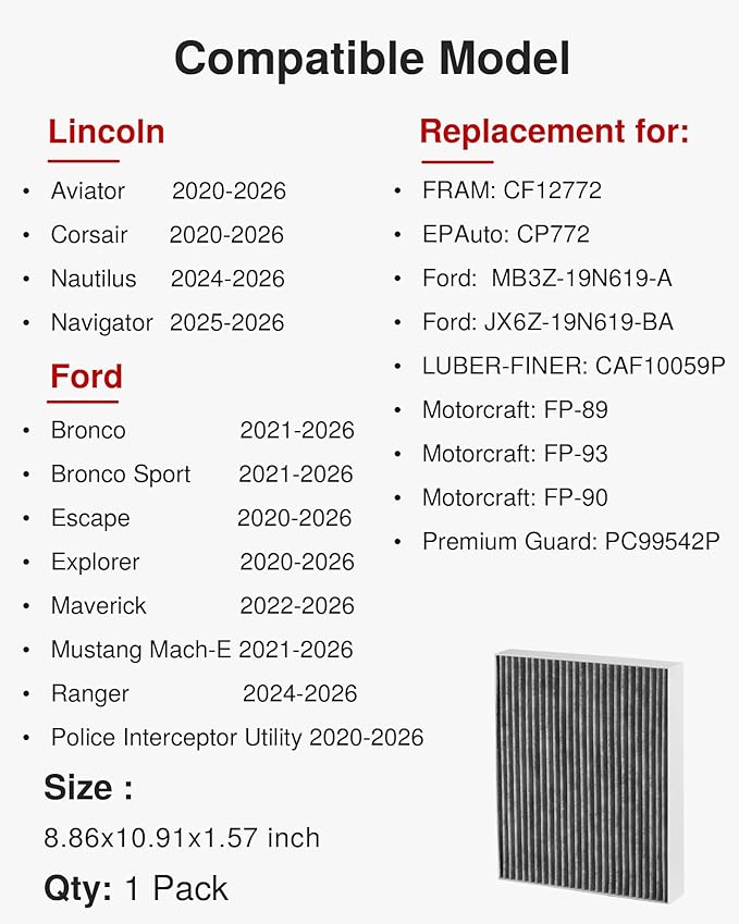 Puroma Cabin Air Filter with Activated Carbon, Replacement - Image 2