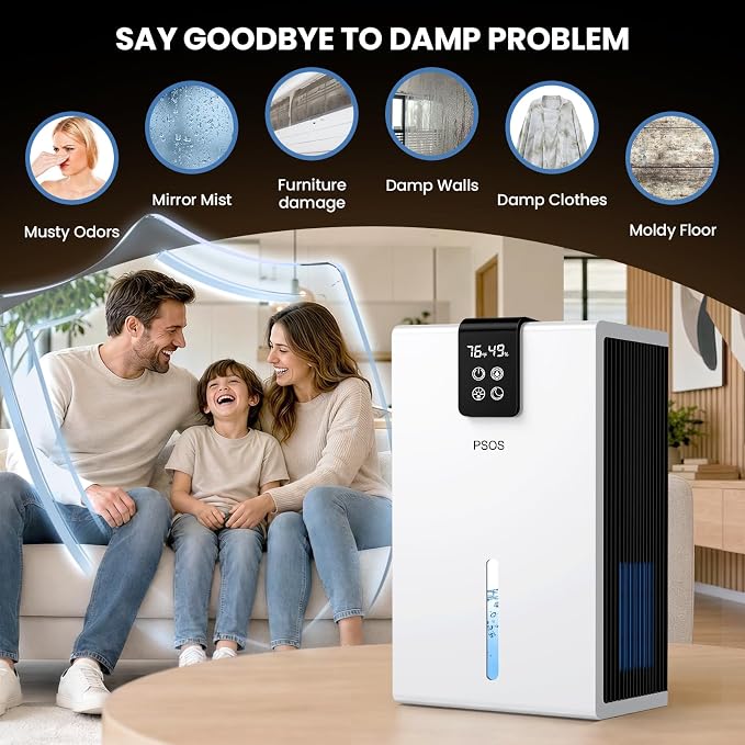 Dehumidifier, Dehumidifiers for Home, 98 OZ Water Tank, Quiet Dehumidifier for - Image 8