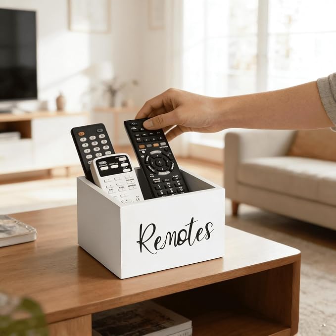 LBEMEY Wood Remote Control Holder, TV Remote Control Organizer - Image 7