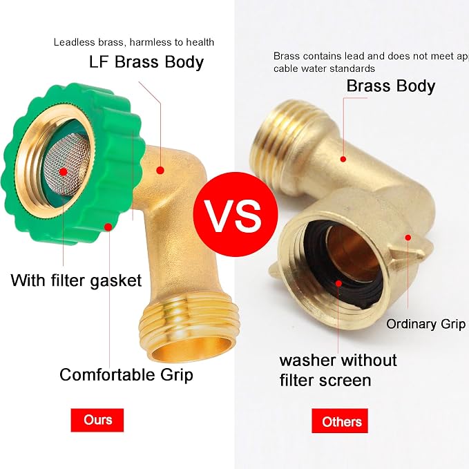 Lead-Free Brass 90°Hose Elbow Fitting, 90 Degree Hose Saver Green Quick Swivel - Image 4