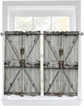 Vintage Gate Tier Curtains 45 Inches Long, Farmhouse Wooden Grain Shabby Chic by Unknown