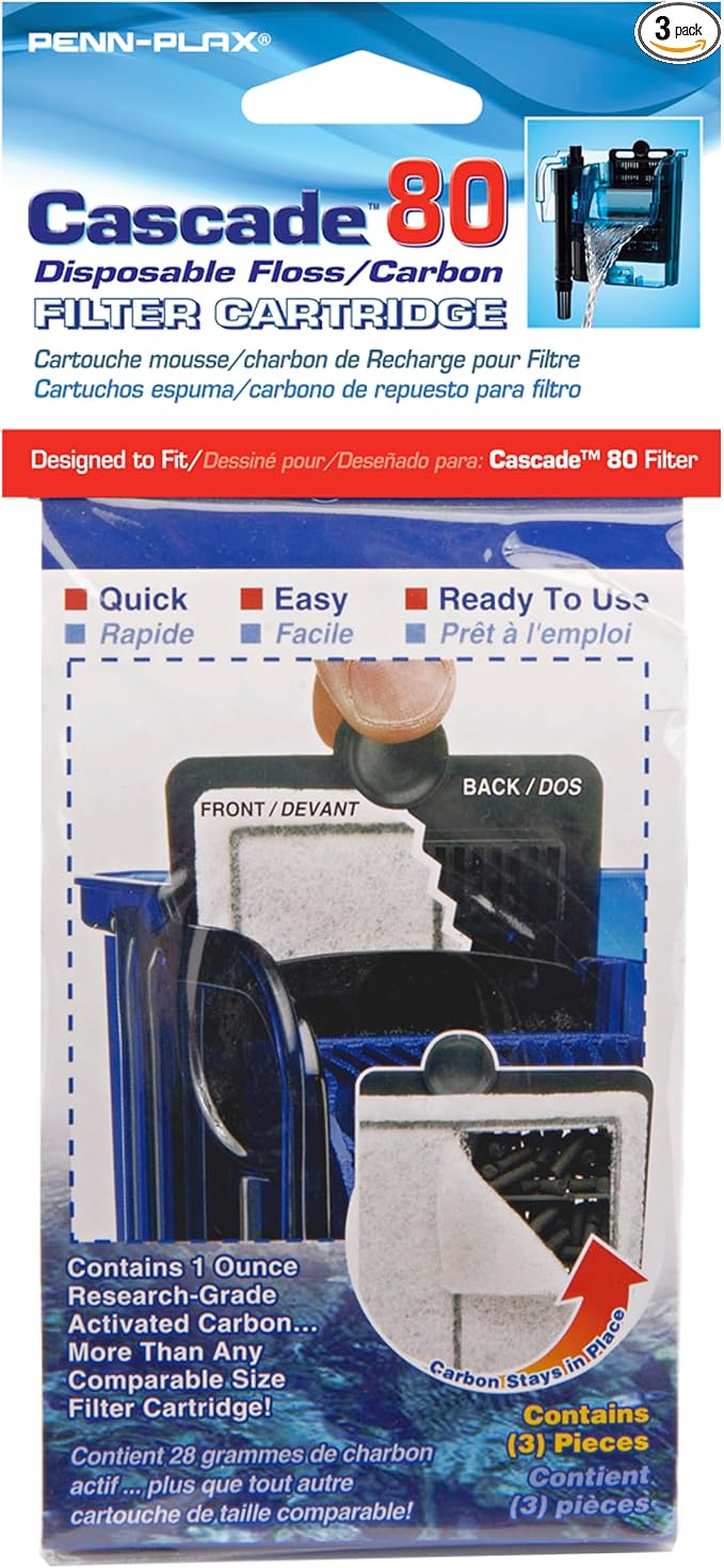 Penn-Plax Cascade 80 Hang On Filter Replacement Media, 3 Pack by Penn-Plax