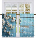 Farmhouse Wooden Grain Kitchen Curtains, Vintage Shabby Chic Flower Blue Light by Unknown