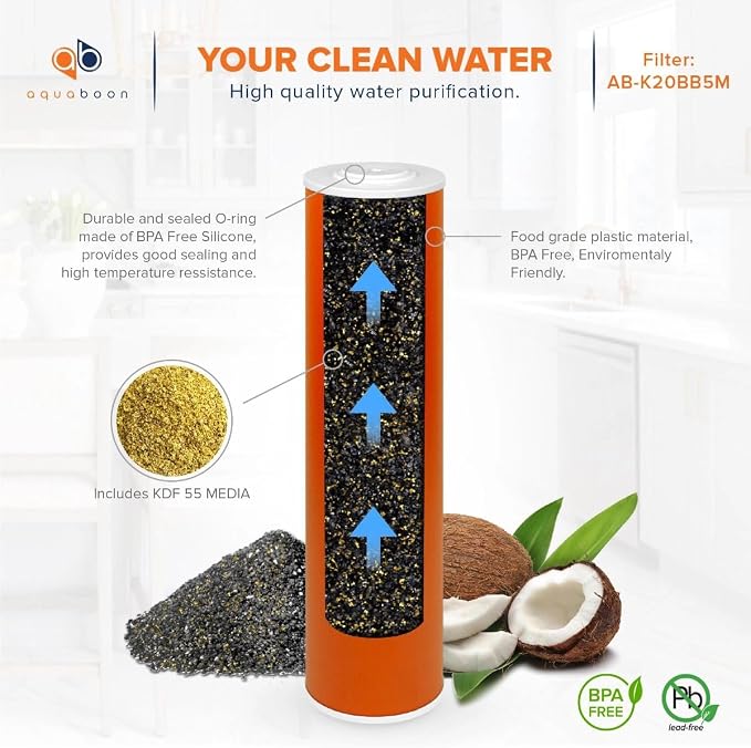 Aquaboon 20x4.5" Whole House Water Filter Cartridge – Premium KDF Heavy Metal & - Image 5