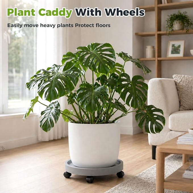 5 Pack Plant Caddy with Wheels Rolling Plant Stand with Wheels 10 Inch Plant - Image 5