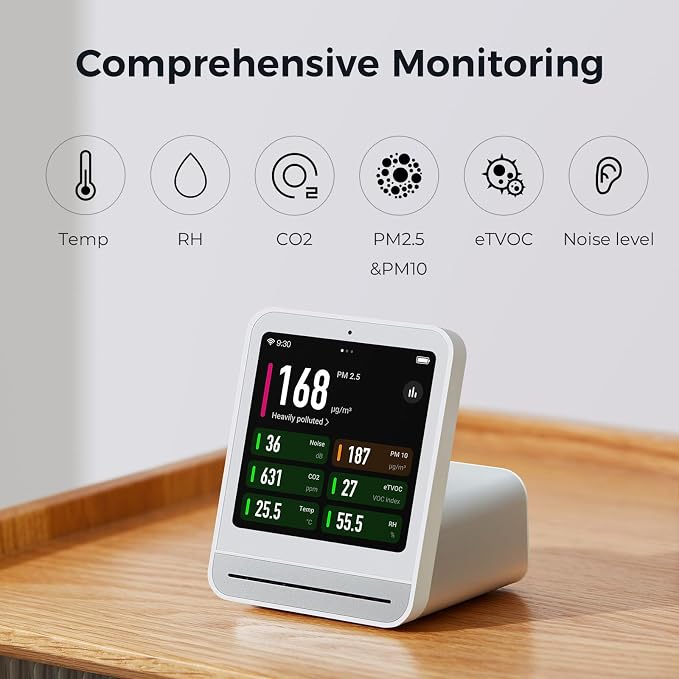 Qingping Air Quality Monitor Gen 2, Air Quality Monitor Indoor Detects PM2.5 - Image 3