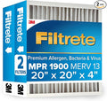 Filtrete 20x20x4 AC Furnace Air Filter, MERV 13, MPR 1900, Premium Allergen by Filtrete