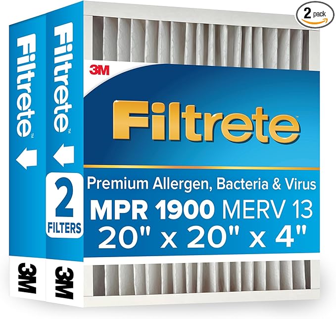 Filtrete 20x20x4 AC Furnace Air Filter, MERV 13, MPR 1900, Premium Allergen by Filtrete