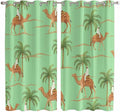 2 Panel Kitchen Cafe Curtains, Desert Camels Sunlight Filtering Nature Air by Hokiten