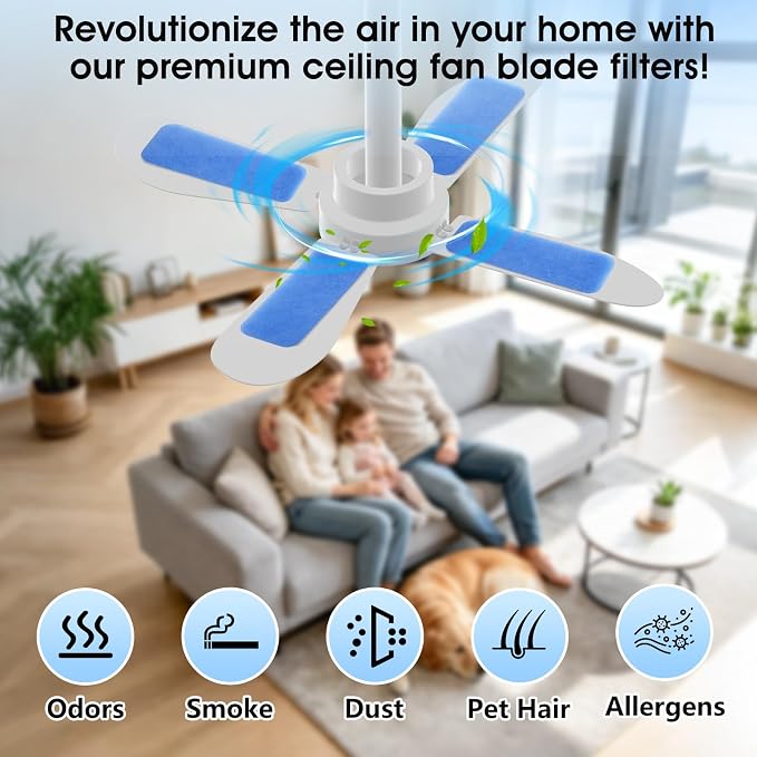 20 Pack Ceiling Fan Filters, Easy-Stick Universal Air Filter - Image 5