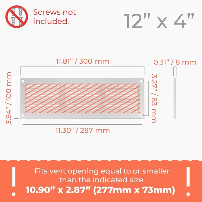 HVAC OV 12" x 4" Inch White Metal Vent Cover – Ceiling Vents Covers - Image 2