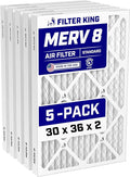 Filter King 30x36x2 Air Filter | 5-PACK | MERV 8 HVAC Pleated AC Furnace by FilterKing