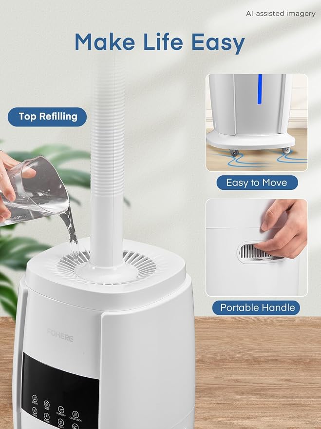 FOHERE 4.8Gal/18L Humidifier Large Room, Commercial, Whole House Cover up to - Image 6