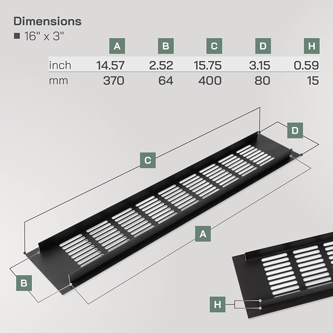 Vent Systems 15.75 x 3.15 Rectangular Door Vent - Image 2