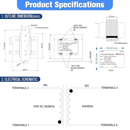 120V to 24V Transformer Secondary 24V, 0130M00138S 40VA Transformer Compatible - Image 3