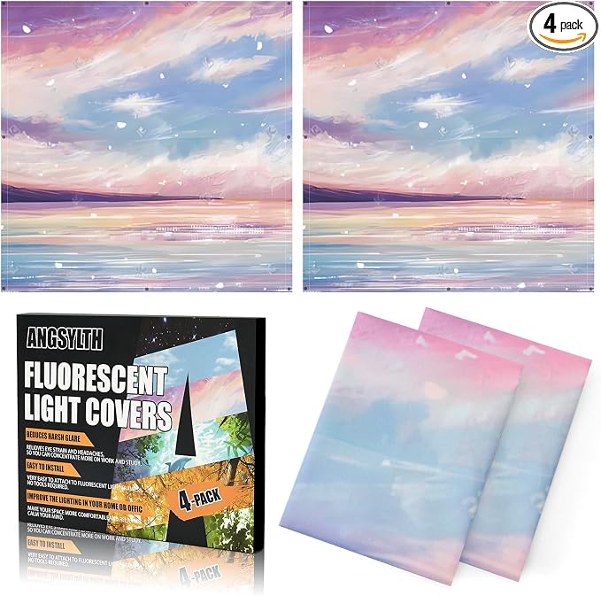ANGSYLTH 4 Pcs 2x2 Feet Fluorescent Ceiling Light Covers | Magnetic Light Covers by ANGSYLTH