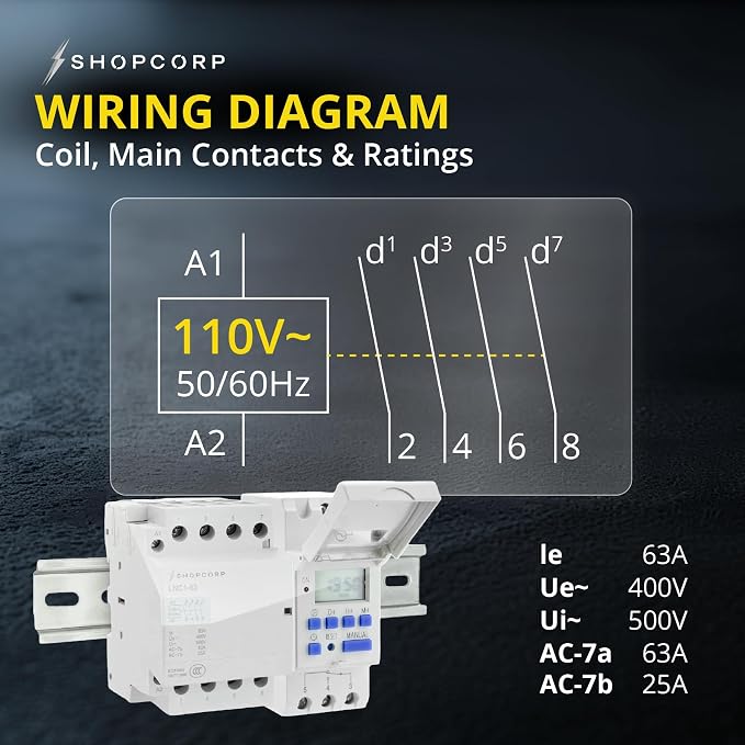 4 Pole Contactor 120v Coil Normally Open 110/120VAC Coil, Motor Load 40a and - Image 3