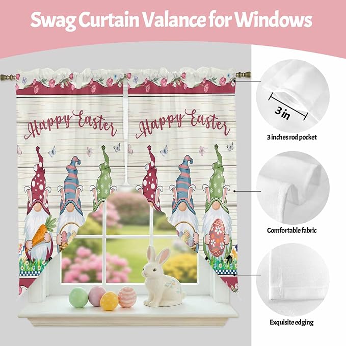 Swag Curtain, Happy Easter Gnomes - Image 8