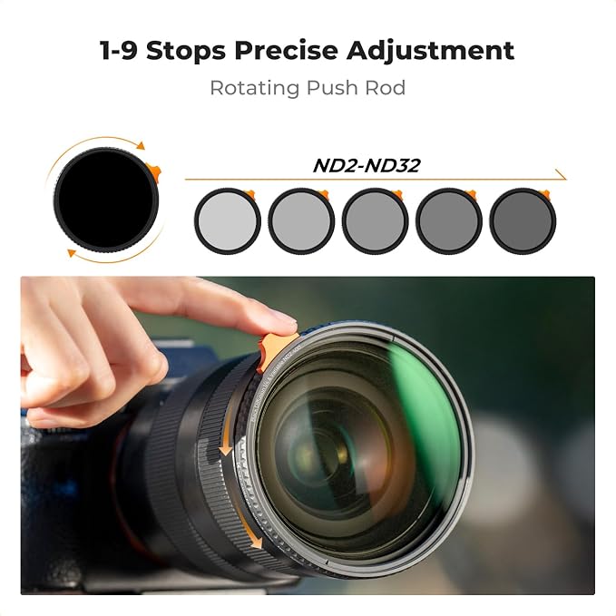 K&F CONCEPT 67mm Black Diffusion Mist 1/4 Effect & Variable ND2-400 Neutral - Image 5