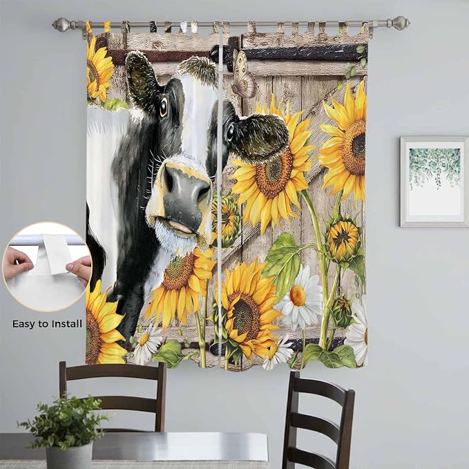 Retro Farmhouse Flower Living Room Curtains 96 Inch Length, Window Curtains Tab - Image 4