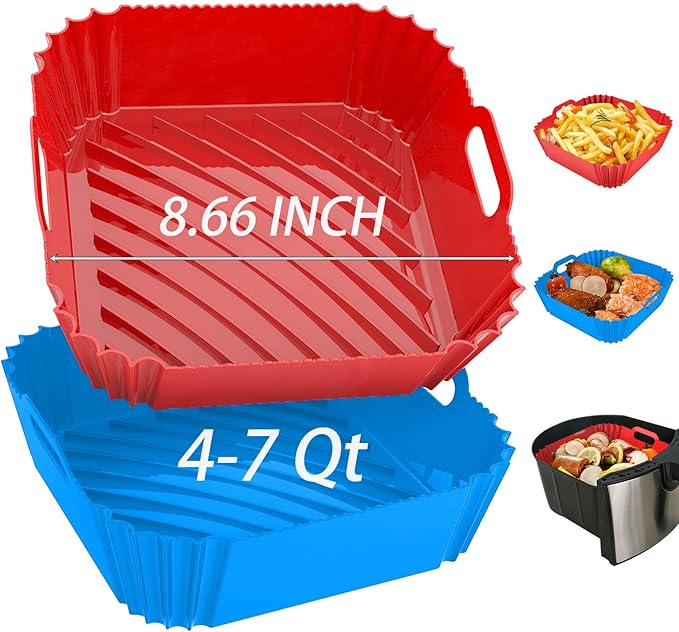 2Pcs Silicone Air Fryer Liners Reusable Square Thickened Airfryer Basket by Unknown
