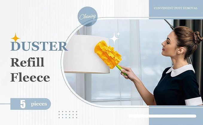 5 PCS Microfiber Duster Refill Reusable, Washable Cleaning Pads, 360 Cleaning - Image 8