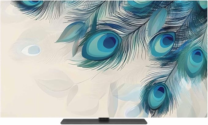 Abstract Animal Art Peacock Feather Indoor TV Cover, Elastic TV Screen by Unknown