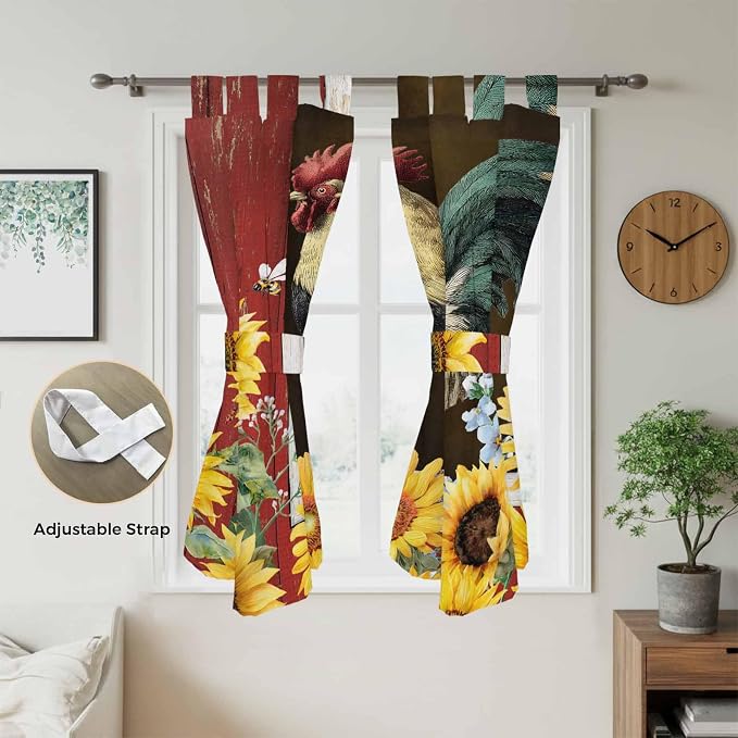 Chicken Sunflowers Living Room Curtains 84 Inch Length, Window Curtains Tab Top - Image 5