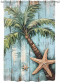 Sheer Curtains 63 Inch Length, Coastal Blue Green Tree Semi Sheer Curtains by Unknown