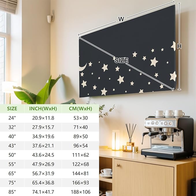 Moon Stars Starry Sky Indoor TV Cover, Elastic TV Screen Protector Cartoon - Image 4