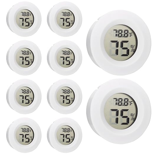 10 Pack Mini Hygrometer Thermometer by LemonBest