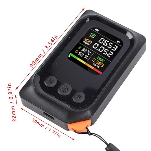 5 in 1 Air Quality Detector, CO2 TVOC HCHO Temp Humid Monitor Rechargeable - Image 6