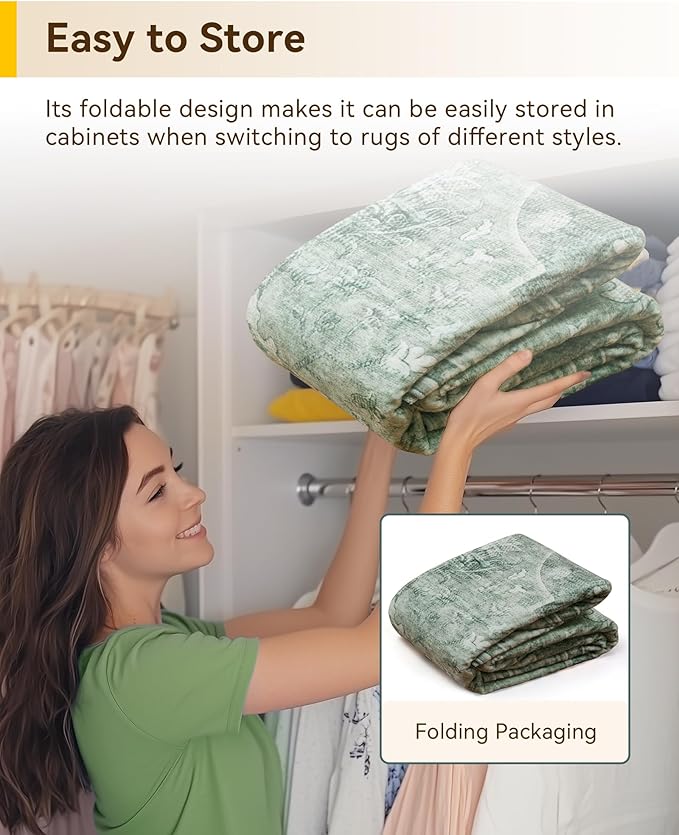 RELEANY Area Rugs 2'6''x10' Runner Rug Non Slip Washable for Kitchen Hallway Bedroom Beside Laundry Room Bathroom Rug, Floor Carpet, Dark Green Gray